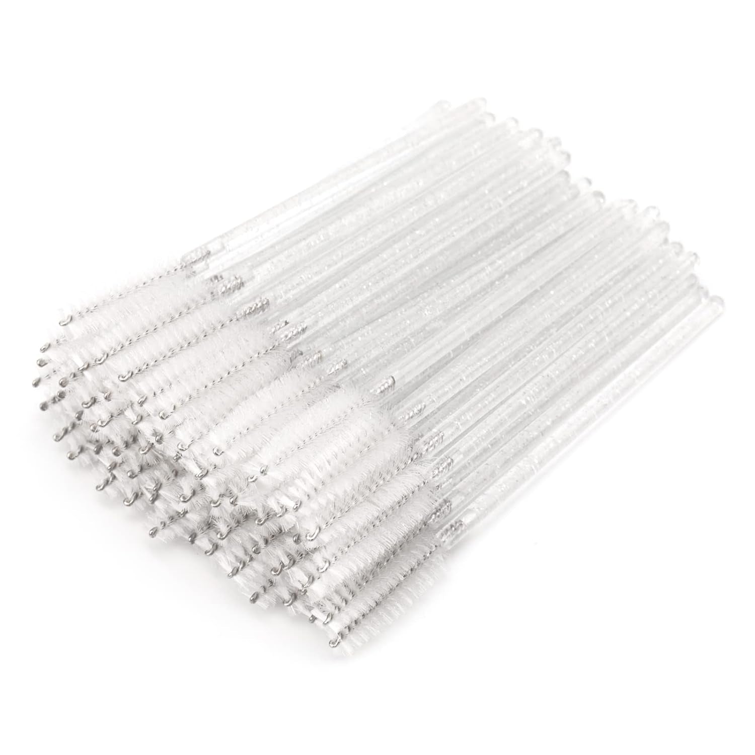 100PCS Eyelash Mascara Brushes, Disposable Lash Spoolies, Crystal Mascara Wands Makeup Kits for Eyelash Extensions and Eyebrow (Pink)